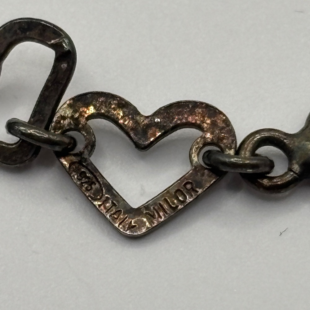Vintage Milor Sterling Open Heart Link Necklace 16" - READ, It's been polished - Picture 3 of 6